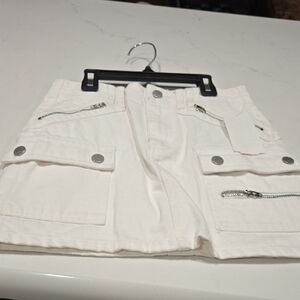 White Cargo Mini Skirt with Zipper Pockets
